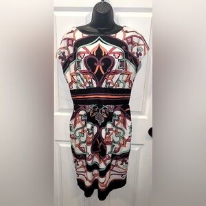 NICOLE BY NICOLE MILLER Multicolored Sleeveless Shift Dress w cinched waist